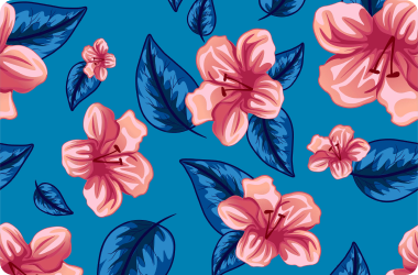 Hibiscus and palm tree pink and blue vector for printing.