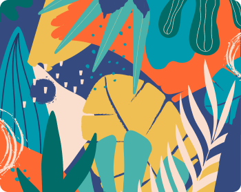 Tropical jungle leaves and flowers background