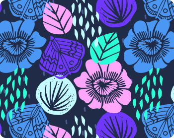 Hand drawn bold bright floral pattern