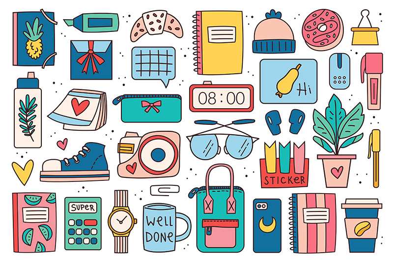 Back to school set of elements