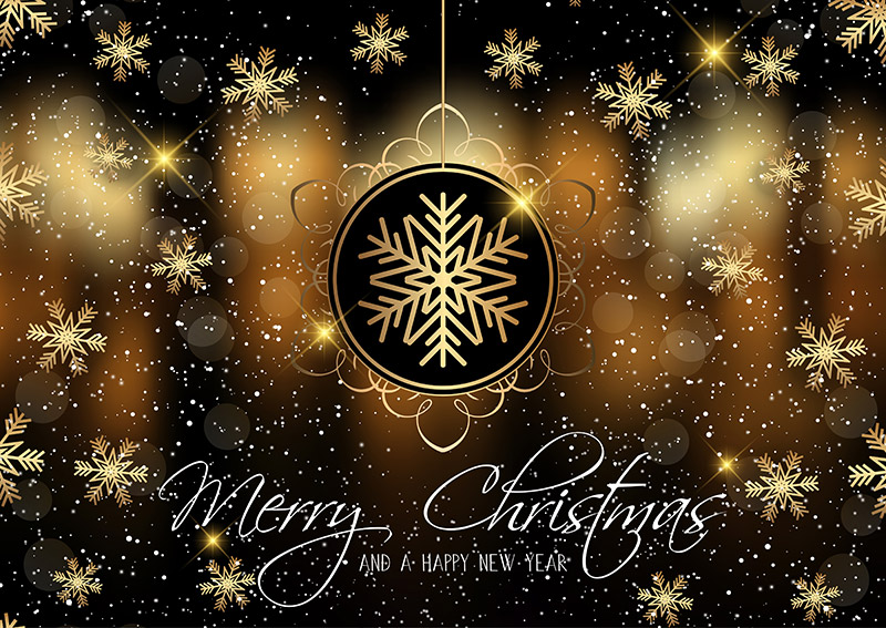 Golden Snowflakes Merry Christmas card
