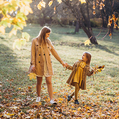 Mother and daughter in the park