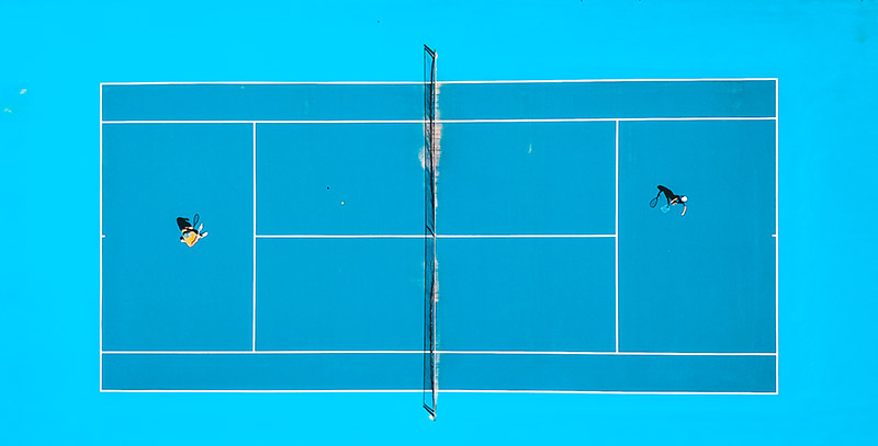 Aerial view of tennis court