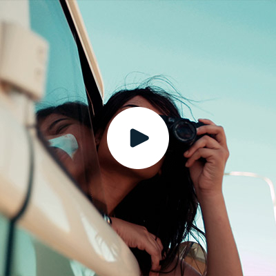 Woman with retro camera