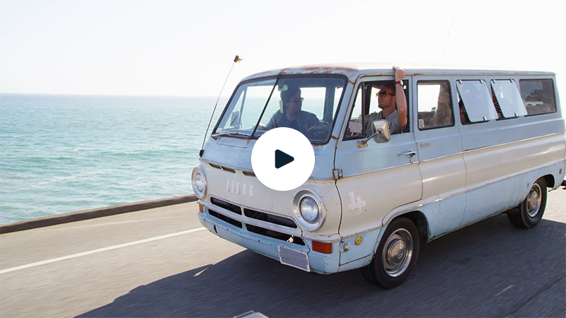 Friends Driving in an Old Van