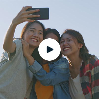 3 Friends Taking a Selfie