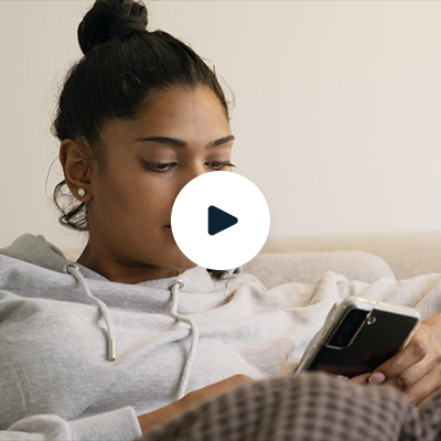 Woman looking at smartphone