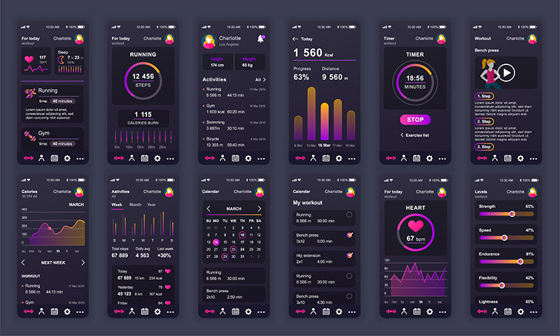 Fitness app UI elements