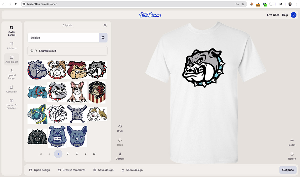 Custom t-shirt design using BlueCotton's designer